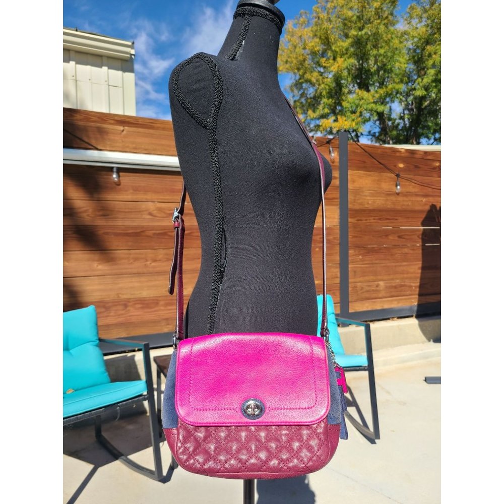 Coach Park Quilted Crossbody Bag Fuchsia Navy Burgundy F24982